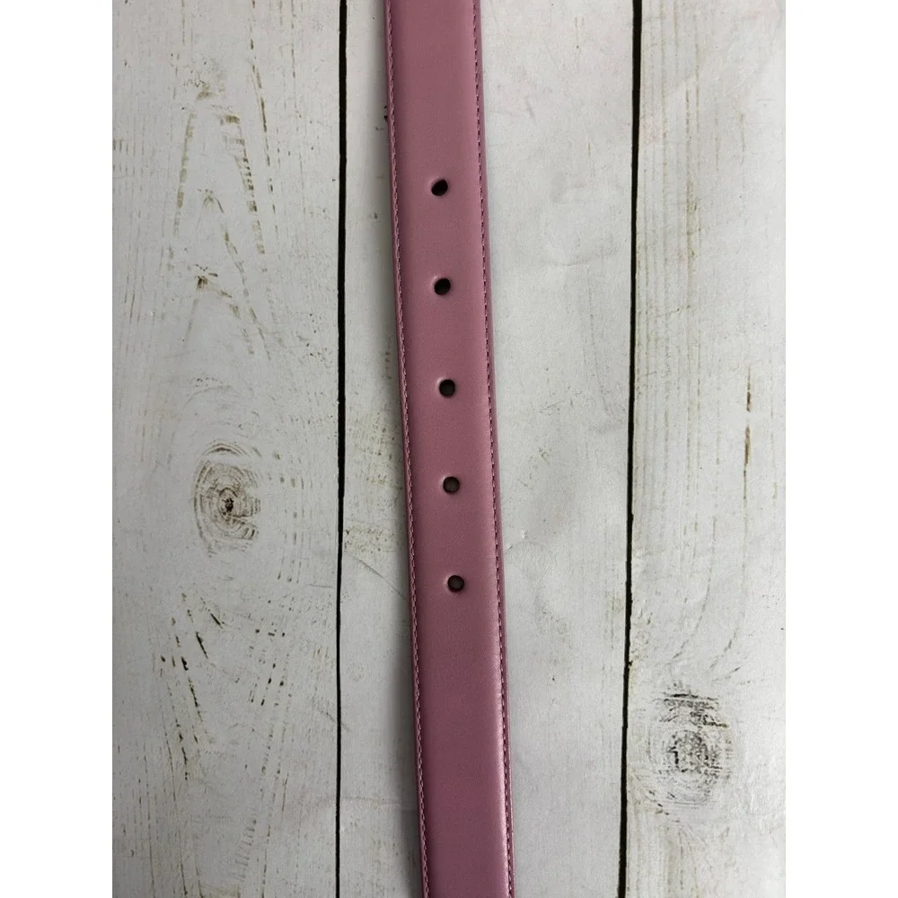 Lauren Ralph Lauren Reversible Leather Belt Mauve Pink Black Gold Buckle Womens